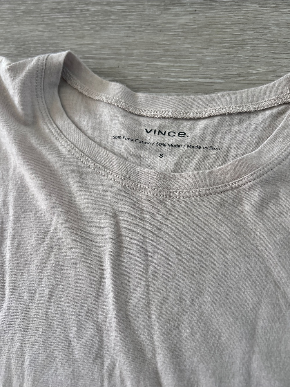 Vince set of 2 cotton neutral Short Sleeve Tees - White & Light Beige small - Picture 4 of 6